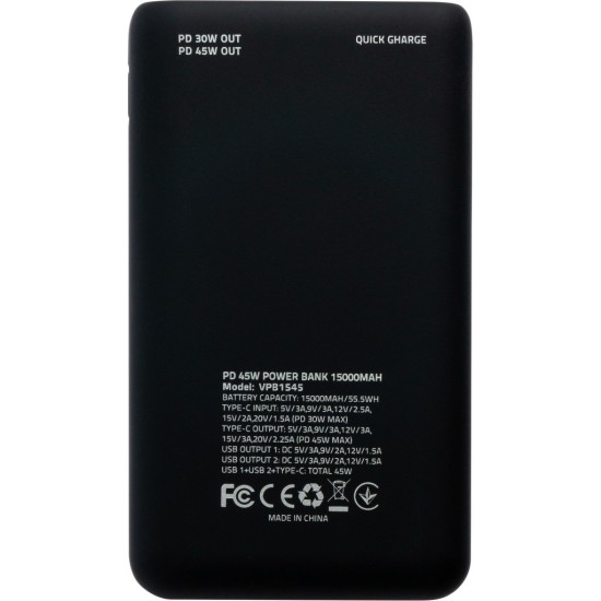 Батарея універсальна Vinga 15000 mAh 45W QC+PD (VPB1545) Батарея універсальна Vinga 15000 mAh 45W QC+PD (VPB1545)