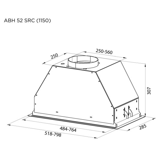 Вытяжка кухонная Pyramida ABH 52 SRC (1150) GWH Вытяжка кухонная Pyramida ABH 52 SRC (1150) GWH
