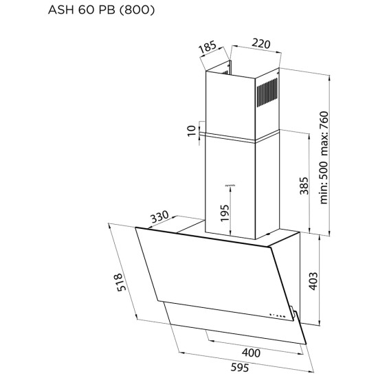 Вытяжка кухонная Pyramida ASH 60 PB (800) GIV Вытяжка кухонная Pyramida ASH 60 PB (800) GIV