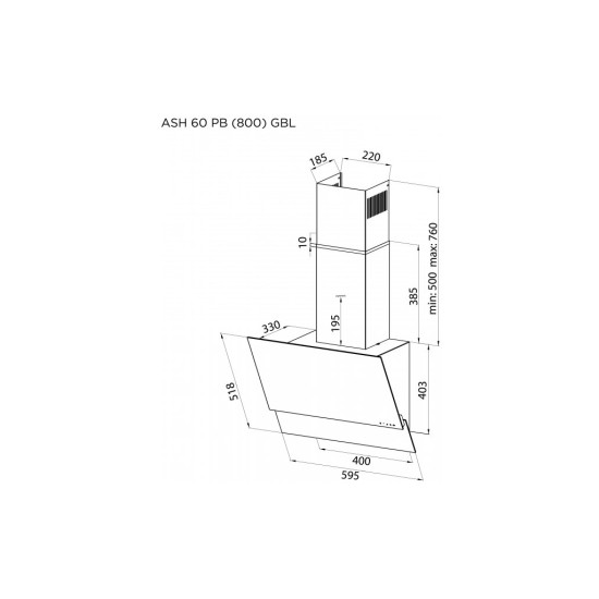 Вытяжка кухонная Pyramida ASH 60 PB (800) XGBL Вытяжка кухонная Pyramida ASH 60 PB (800) XGBL