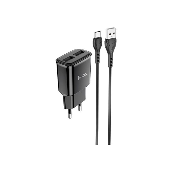 Зарядное устройство HOCO C88A Star round dual port charger set(Type-C) Black (6931474749543) Зарядное устройство HOCO C88A Star round dual port charger set(Type-C) Black (6931474749543)