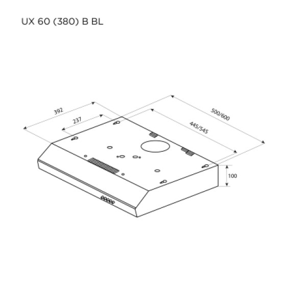 Вытяжка кухонная Pyramida UX 60 (380) B BL Вытяжка кухонная Pyramida UX 60 (380) B BL