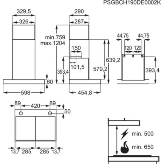 Вытяжка кухонная AEG DBE5661HG Вытяжка кухонная AEG DBE5661HG