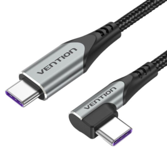 Дата кабель USB-C to USB-C 0.5m USB2.0 60W (20V/3A) angle 90° Gray Aluminum Alloy Vention (TRAHD) Дата кабель USB-C to USB-C 0.5m USB2.0 60W (20V/3A) angle 90° Gray Aluminum Alloy Vention (TRAHD)