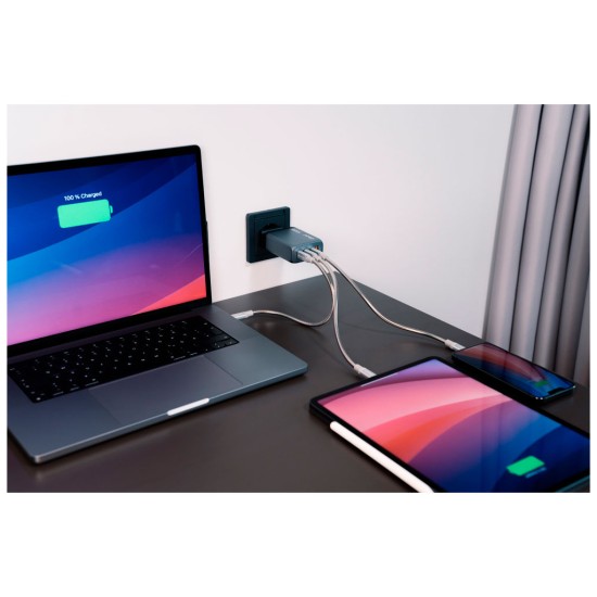 Зарядний пристрій Verbatim GaN 100 W 4 ports (2xUSB-C-100 W,USB-C 65 W /USB-A -3.0) (32202) Зарядний пристрій Verbatim GaN 100 W 4 ports (2xUSB-C-100 W,USB-C 65 W /USB-A -3.0) (32202)