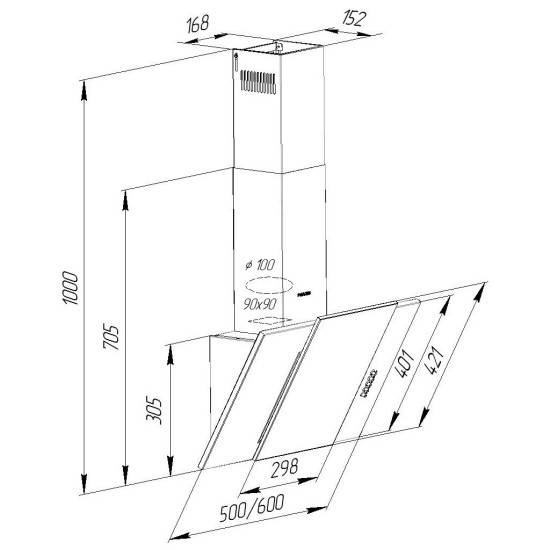 Вытяжка кухонная Pyramida KZ 60 IV Вытяжка кухонная Pyramida KZ 60 IV