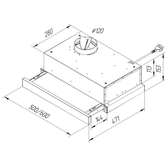 Вытяжка кухонная Pyramida TL 60 SLIM BL Вытяжка кухонная Pyramida TL 60 SLIM BL