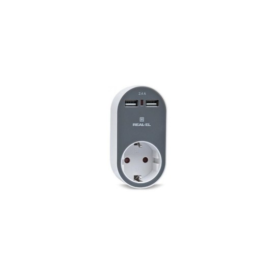 Зарядний пристрій REAL-EL USB-устройств + розетка (CS-20) Зарядний пристрій REAL-EL USB-устройств + розетка (CS-20)