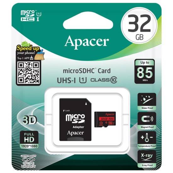 Карта пам'яті Apacer 32GB microSDHC class 10 UHS-I U1 (R85 MB/s) (AP32GMCSH10U5-R) Карта пам'яті Apacer 32GB microSDHC class 10 UHS-I U1 (R85 MB/s) (AP32GMCSH10U5-R)
