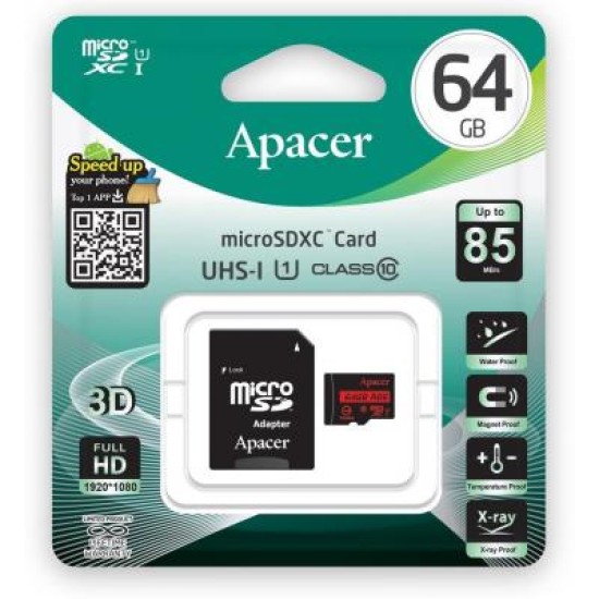 Карта пам'яті Apacer 64GB microSDXC class 10 UHS-I U1 (AP64GMCSX10U5-R) Карта пам'яті Apacer 64GB microSDXC class 10 UHS-I U1 (AP64GMCSX10U5-R)