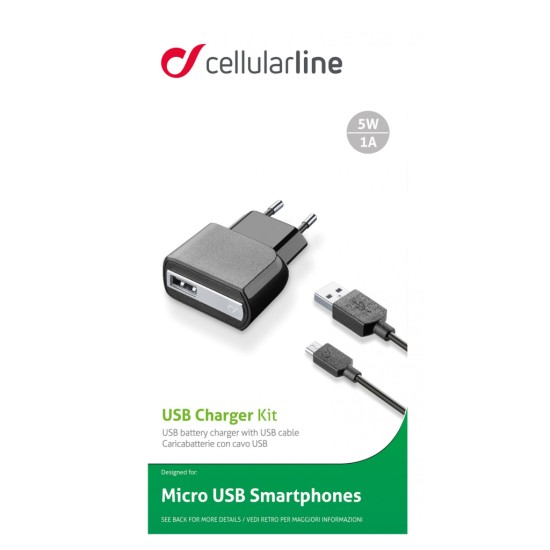 Зарядное устройство 1*USB 1A + cable 1m MicroUSB Cellularline (ACHUSBKITMICROUSB2) Зарядное устройство 1*USB 1A + cable 1m MicroUSB Cellularline (ACHUSBKITMICROUSB2)