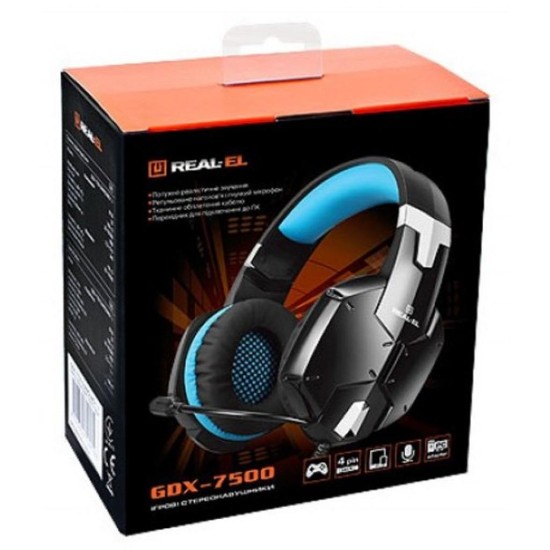 Навушники REAL-EL GDX-7500 black-blue Навушники REAL-EL GDX-7500 black-blue