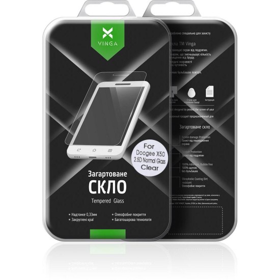 Скло захисне Vinga для Doogee X50 (VTPGS-DX50L) Скло захисне Vinga для Doogee X50 (VTPGS-DX50L)