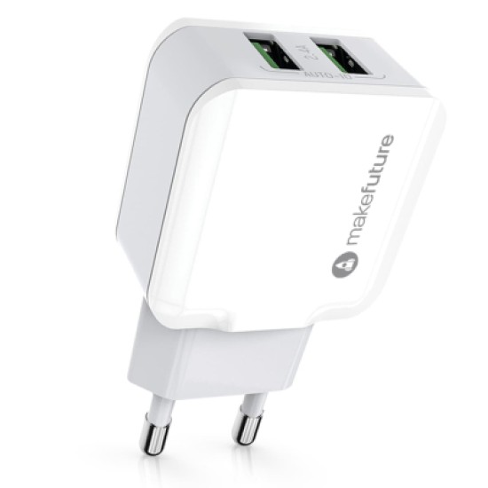 Зарядний пристрій MakeFuture 2 USB (2.4 A) White (MCW-21WH) Зарядний пристрій MakeFuture 2 USB (2.4 A) White (MCW-21WH)