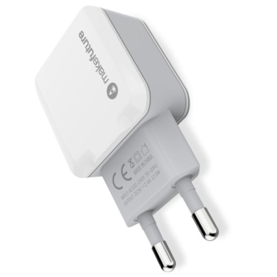 Зарядний пристрій MakeFuture 2 USB (2.4 A) White (MCW-21WH) Зарядний пристрій MakeFuture 2 USB (2.4 A) White (MCW-21WH)