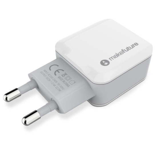 Зарядний пристрій MakeFuture 2 USB (2.4 A) White (MCW-21WH) Зарядний пристрій MakeFuture 2 USB (2.4 A) White (MCW-21WH)