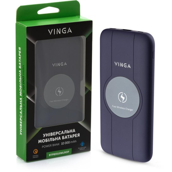 Батарея універсальна Vinga 10000 mAh Wireless QC3.0 PD soft touch purple (BTPB3510WLROP) Батарея універсальна Vinga 10000 mAh Wireless QC3.0 PD soft touch purple (BTPB3510WLROP)