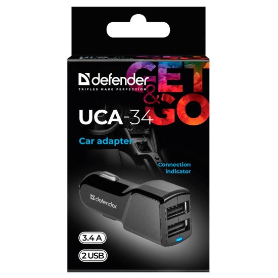 Зарядний пристрій Defender UCA-34 2xUSB, 5V / 3.4A (83834) Зарядний пристрій Defender UCA-34 2xUSB, 5V / 3.4A (83834)