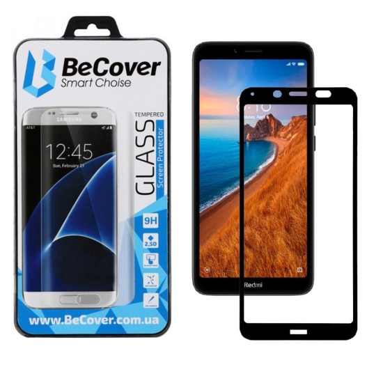 Скло захисне BeCover для Xiaomi Redmi 7A Black (703886) Скло захисне BeCover для Xiaomi Redmi 7A Black (703886)