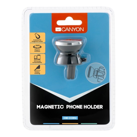 Универсальный автодержатель Canyon Car air vent magnetic phone holder with button (CNE-CCHM4) Универсальный автодержатель Canyon Car air vent magnetic phone holder with button (CNE-CCHM4)