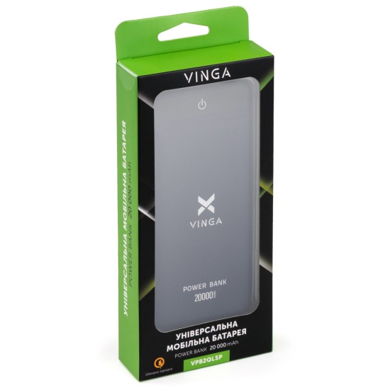 Батарея універсальна Vinga 20000 mAh QC3.0 Display soft touch purple (VPB2QLSP) Батарея універсальна Vinga 20000 mAh QC3.0 Display soft touch purple (VPB2QLSP)