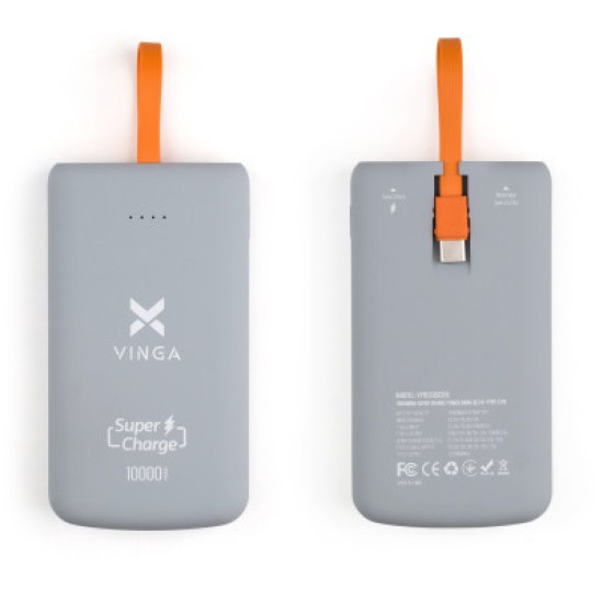 Батарея універсальна Vinga 10000 mAh SuperQC soft touch w/cable 22.5W dark grey (VPB1SQSCDG) Батарея універсальна Vinga 10000 mAh SuperQC soft touch w/cable 22.5W dark grey (VPB1SQSCDG)