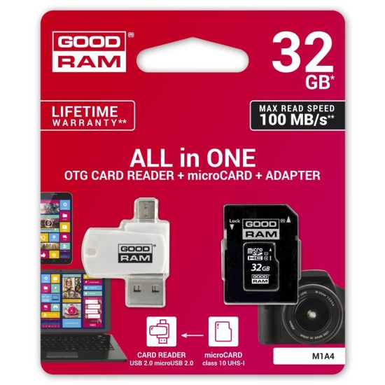 Карта памяти Goodram 32GB microSDHC class 10 UHS-I (M1A4-0320R12) Карта памяти Goodram 32GB microSDHC class 10 UHS-I (M1A4-0320R12)