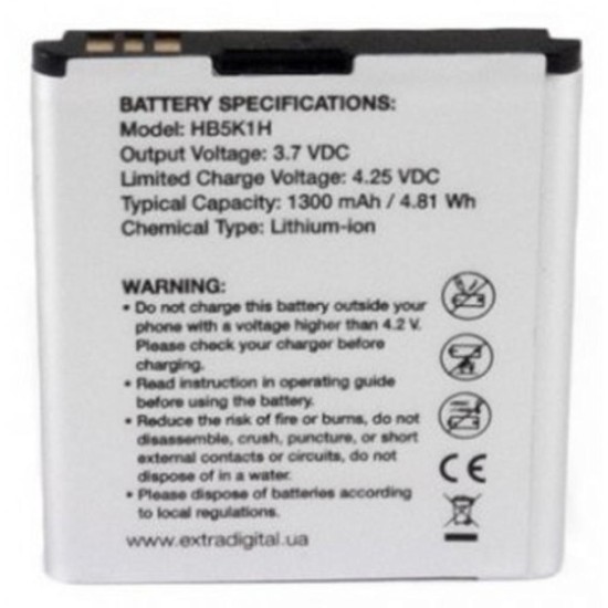 Акумуляторна батарея Extradigital Huawei HB5K1H 1300 mAh (BMH6436) Акумуляторна батарея Extradigital Huawei HB5K1H 1300 mAh (BMH6436)