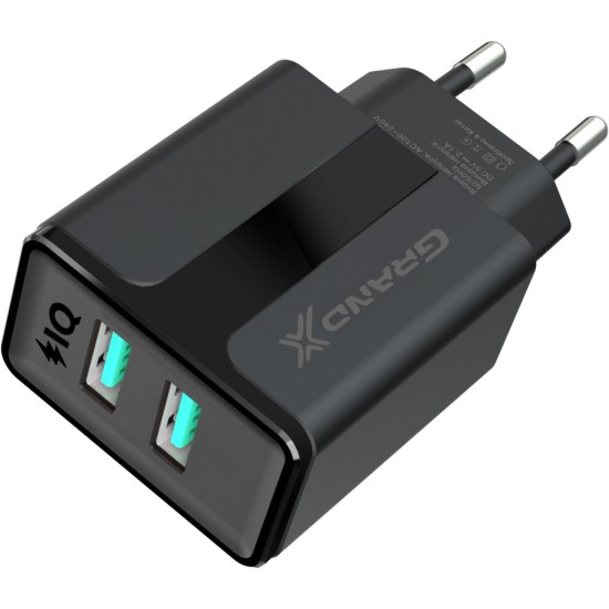 Зарядний пристрій Grand-X CH-15T 5V 2,4A 2USB Black + cable USB -> Type-C (CH-15T) Зарядний пристрій Grand-X CH-15T 5V 2,4A 2USB Black + cable USB -> Type-C (CH-15T)