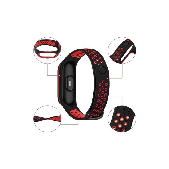 Ремінець до фітнес браслета BeCover Nike Style для Xiaomi Mi Smart Band 5 Black-Red (705153) Ремінець до фітнес браслета BeCover Nike Style для Xiaomi Mi Smart Band 5 Black-Red (705153)