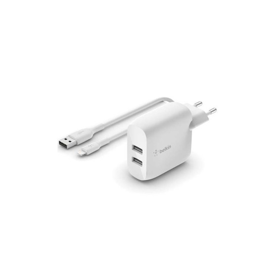 Зарядний пристрій Belkin Home Charger 24W DUAL USB 2.4A, Lightning 1m, white (WCD001VF1MWH) Зарядний пристрій Belkin Home Charger 24W DUAL USB 2.4A, Lightning 1m, white (WCD001VF1MWH)