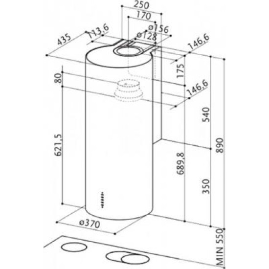 Витяжка кухонна Faber CYLINDRA/2 EV8 2EL XH89 Витяжка кухонна Faber CYLINDRA/2 EV8 2EL XH89