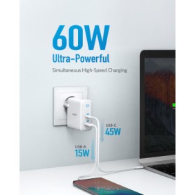 Зарядное устройство Anker PowerPort+ Atom III 45W USB-C+15W USB-A (White) (A2322G21)