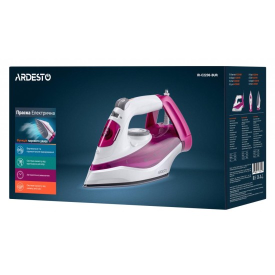 Утюг Ardesto IR-C2230-BUR / 2200Вт /300мл/пар/самоочищення /антикапля /ке (IR-C2230-BUR) Утюг Ardesto IR-C2230-BUR / 2200Вт /300мл/пар/самоочищення /антикапля /ке (IR-C2230-BUR)