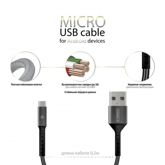 Дата кабель USB 2.0 AM to Micro 5P 0.2m Intaleo (1283126495632) Дата кабель USB 2.0 AM to Micro 5P 0.2m Intaleo (1283126495632)
