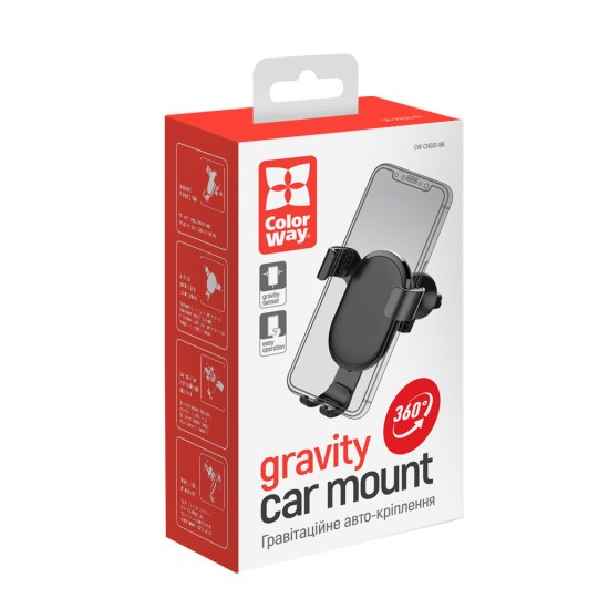 Універсальний автотримач ColorWay Metallic Gravity Holder Black (CW-CHG01-BK) Універсальний автотримач ColorWay Metallic Gravity Holder Black (CW-CHG01-BK)