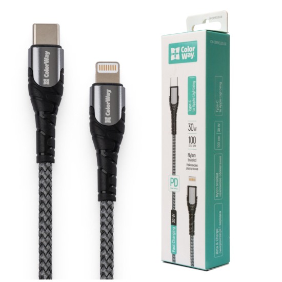 Дата кабель USB-C to Lightning 1.0m ColorWay (CW-CBPDCL033-GR) Дата кабель USB-C to Lightning 1.0m ColorWay (CW-CBPDCL033-GR)