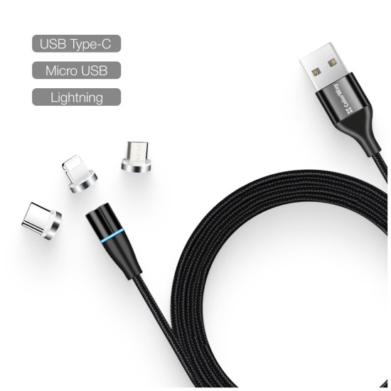 Дата кабель USB 2.0 AM to Lightning + Micro 5P + Type-C 1.0m Magnetic ColorWay (CW-CBUU038-BK) Дата кабель USB 2.0 AM to Lightning + Micro 5P + Type-C 1.0m Magnetic ColorWay (CW-CBUU038-BK)