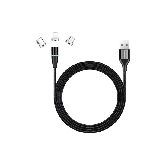 Дата кабель USB 2.0 AM to Lightning + Micro 5P + Type-C 1.0m Magnetic ColorWay (CW-CBUU038-BK) Дата кабель USB 2.0 AM to Lightning + Micro 5P + Type-C 1.0m Magnetic ColorWay (CW-CBUU038-BK)