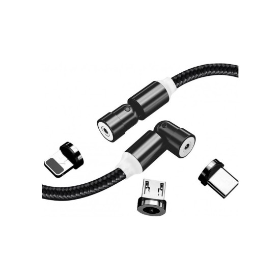 Дата кабель USB 2.0 AM to Lightning + Micro 5P + Type-C 1.0m Magnetic Ro ColorWay (CW-CBUU037-BK) Дата кабель USB 2.0 AM to Lightning + Micro 5P + Type-C 1.0m Magnetic Ro ColorWay (CW-CBUU037-BK)