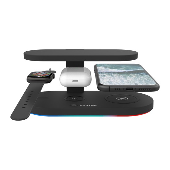 Зарядний пристрій Canyon 5in1 Wireless charger with UV sterilizer (CNS-WCS501B) Зарядний пристрій Canyon 5in1 Wireless charger with UV sterilizer (CNS-WCS501B)