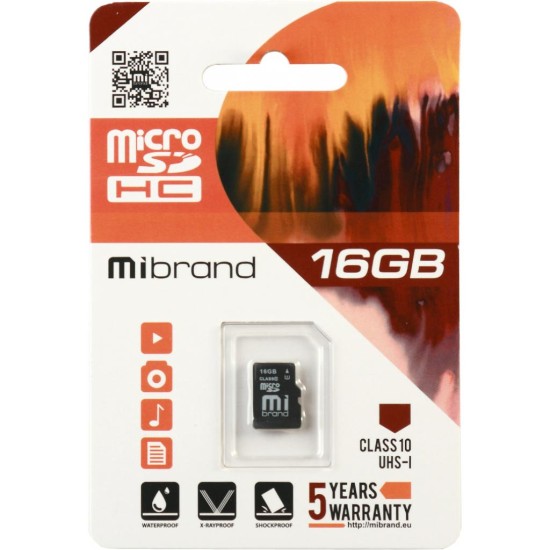 Карта памяти Mibrand 16GB microSDHC class 10 UHS-I (MICDHU1/16GB) Карта памяти Mibrand 16GB microSDHC class 10 UHS-I (MICDHU1/16GB)