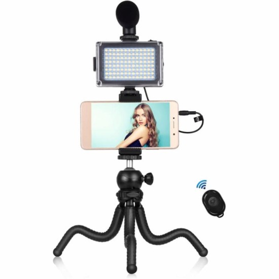 Набір блогера Puluz 4in1 (light, mount, phone holder, microphone) (PKT3094B) Набір блогера Puluz 4in1 (light, mount, phone holder, microphone) (PKT3094B)